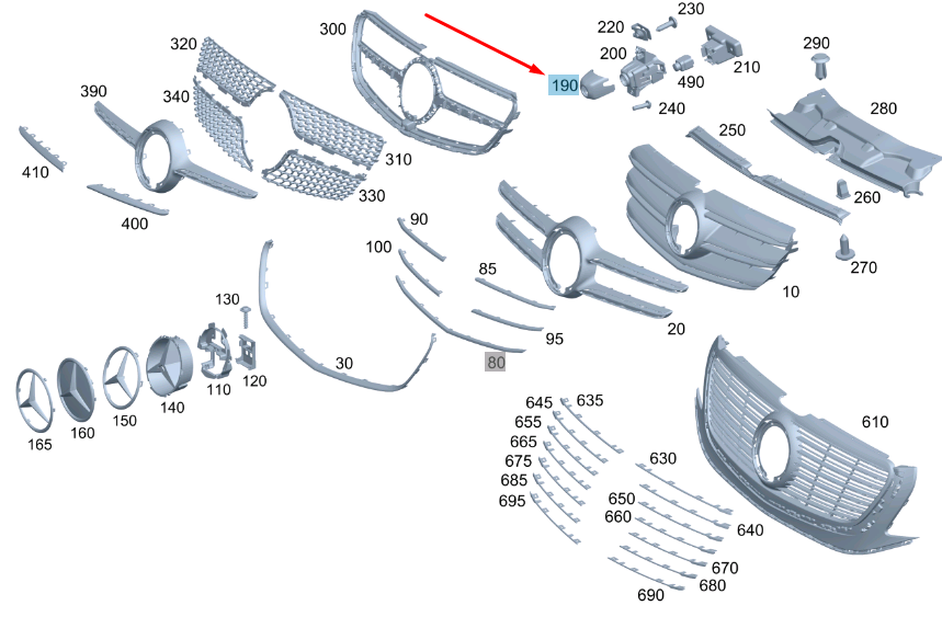 NEW MERCEDES-BENZ VITO W447 FRONT CAMERA TRIM RING A44788800179051 ORIGINAL