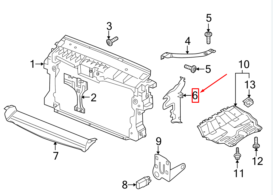 NEW VW TIGUAN 5N FRONT LEFT RADIATOR SUPPORT AIR DEFLECTOR 5N0121283A ORIGINAL