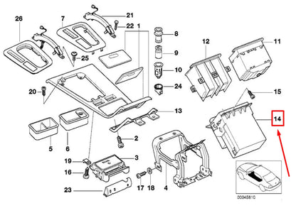 NEW BMW 7 E38 REAR CENTER CONSOLE INSERT 8150395 51168150395 ORIGINAL