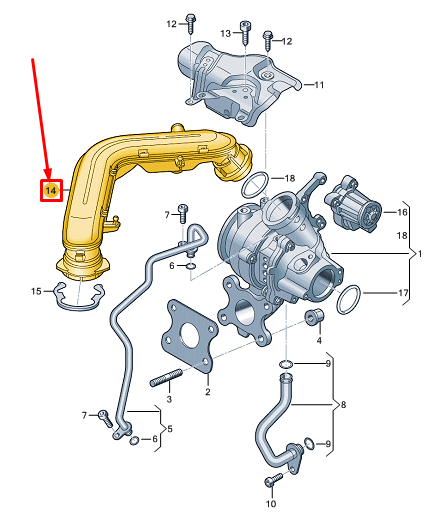 new vw golf cd mk8 turbocharger pressure pipe 05c145673a original