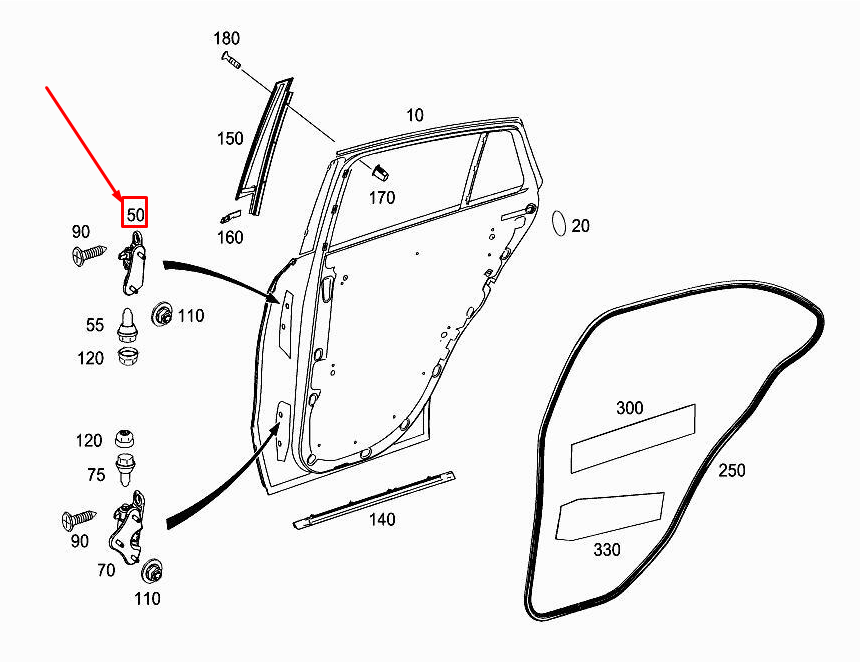 new mercedes-benz gle coupe c292 rear left upper door hinge a2927300137 original