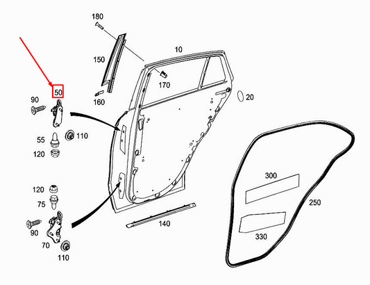new mercedes-benz gle coupe c292 rear left upper door hinge a2927300137 original