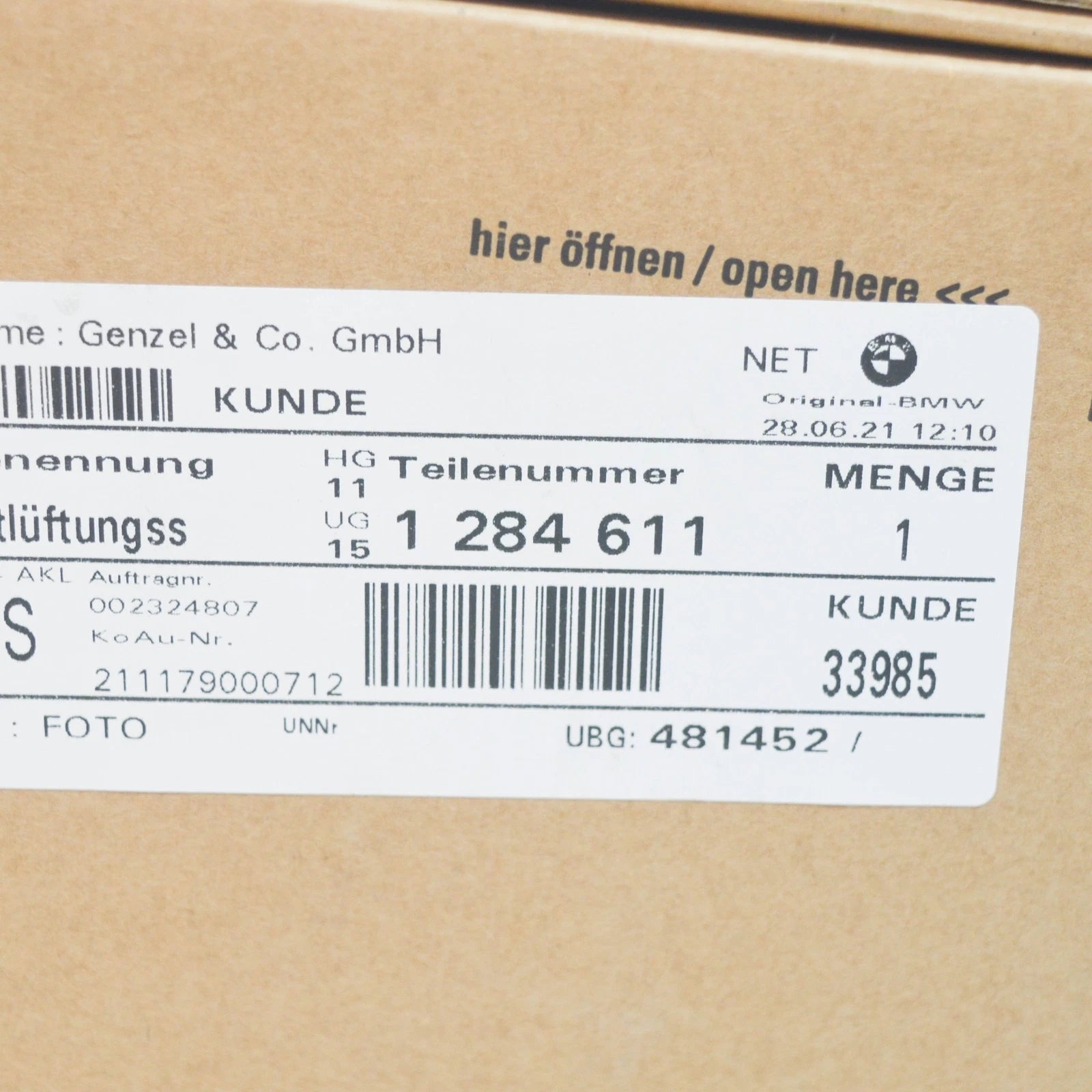 NEW BMW 3 E30 CRANKCASE VENTILATION HOSE 11151284611 1284611 ORIGINAL