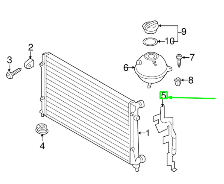 NEW VOLKSWAGEN BEETLE 5C RIGHT RADIATOR AIR DEFLECTOR 5C5121284D ORIGINAL