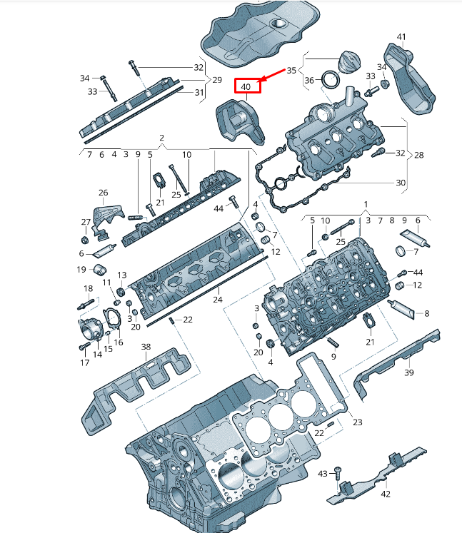 new vw touareg 7p mk2 cylinder head cover rear right damping 06e103980d original