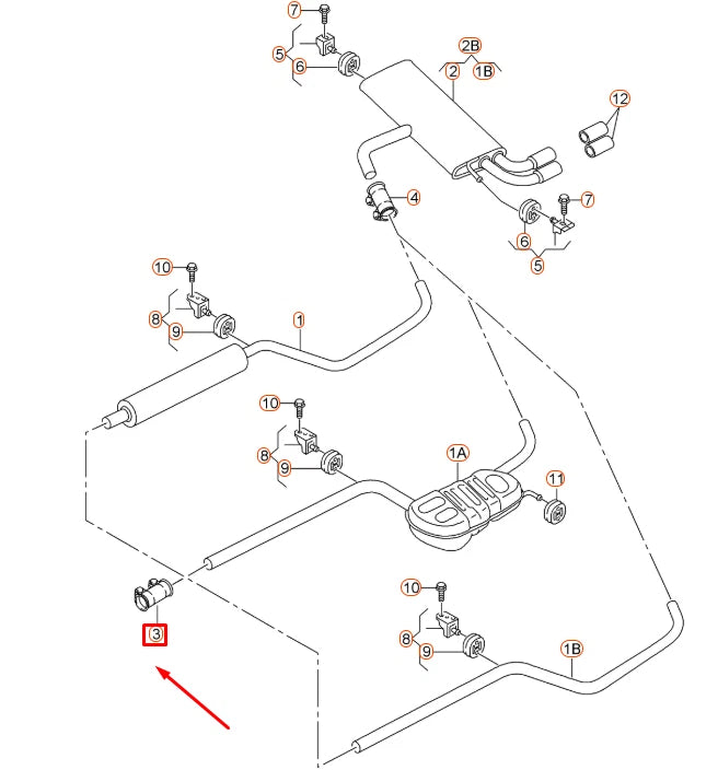 NEW AUDI A3 8V EXHAUST PIPER DUAL CLIP 1K0253141S ORIGINAL
