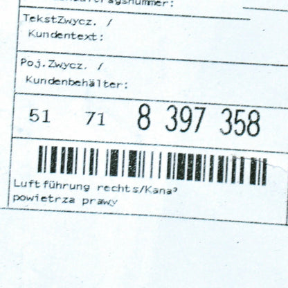 NEW BMW Z3 E36 SPLASH SHIELD COOLING SIDE BAFFLE 51718397358 ORIGINAL