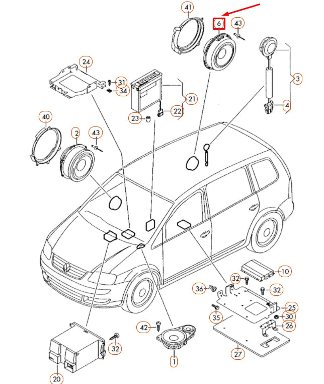 NEW VOLKSWAGEN TOURAN 1T DOOR BASS LOUDSPEAKER 1T0035453