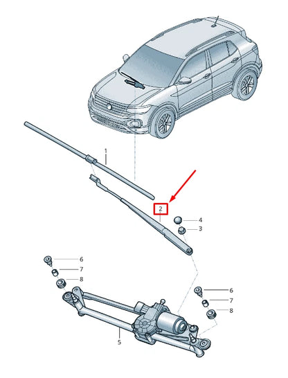 NEW VW T-CROSS C1 FRONT RIGHT WIPER ARM LHD 2GM955410 03C 2GM95541003C