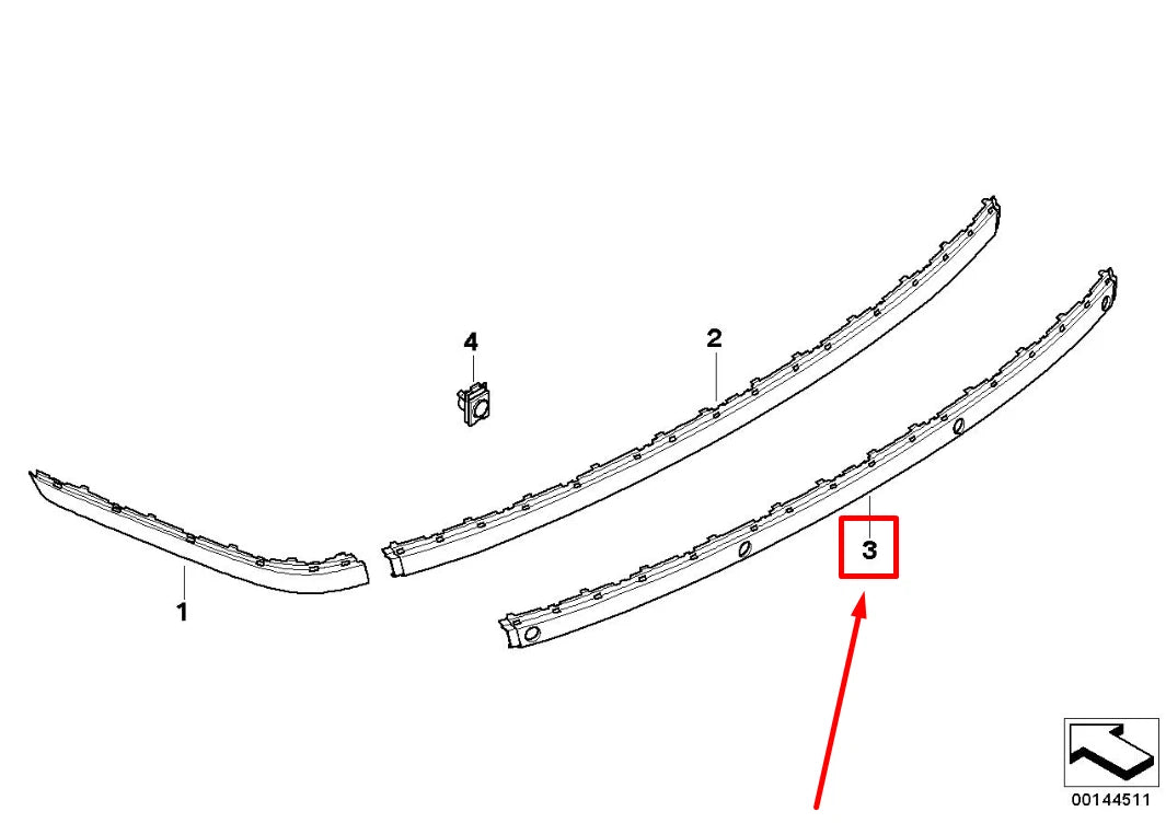 NEW BMW 7 E65,E66,E67 REAR BUMPER CENTER MOULDING 7142223 51127142223 ORIGINAL