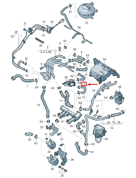 NEW AUDI A5 F5 ENGINE COOLANT HOSE 04L121058F ORIGINAL