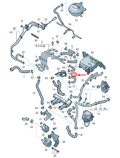 NEW AUDI A5 F5 ENGINE COOLANT HOSE 04L121058F ORIGINAL