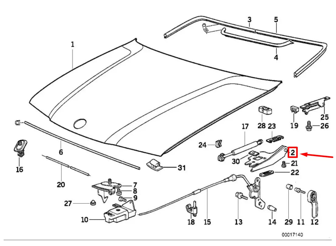 NEW BMW 3 COMPACT E36 FRONT RIGHT BONNET HINGE 8175002 41618175002 ORIGINAL