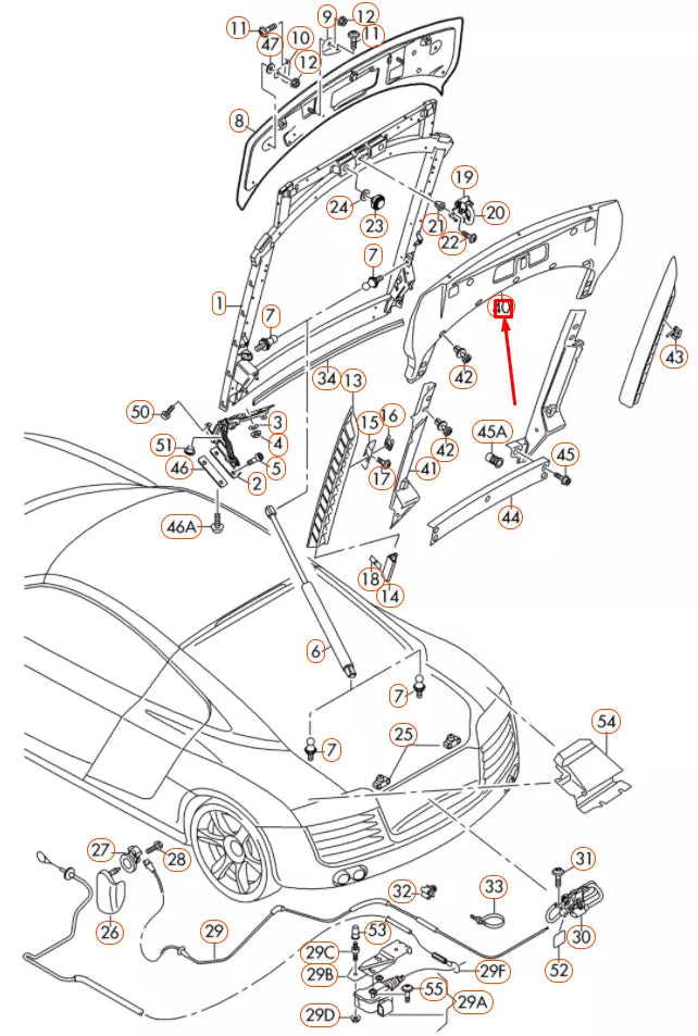 NEW AUDI R8 42 REAR INNER LID COVER 420827519E01C ORIGINAL