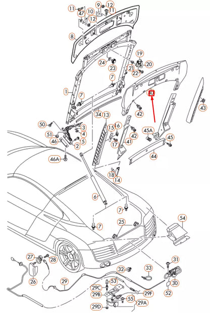 NEW AUDI R8 42 REAR INNER LID COVER 420827519E01C ORIGINAL