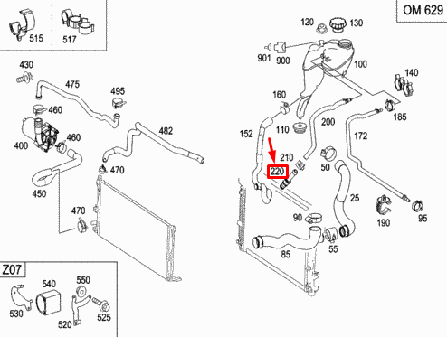 NEW MB C-CLASS W203 COOLANT BREATHER HOSE SOCKET CONNECTOR A0039970689 ORIGINAL