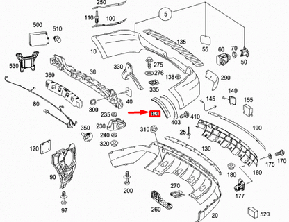 new mb ml w164 rear wheel housing rear below right trim a16488042059999 original