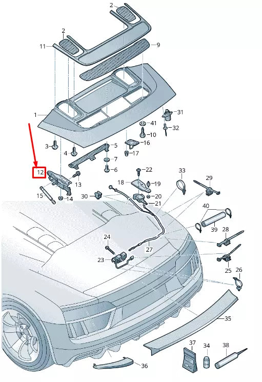 NEW AUDI R8 4S REAR RIGHT SIDE BOOTLID HINGE 4S7827302