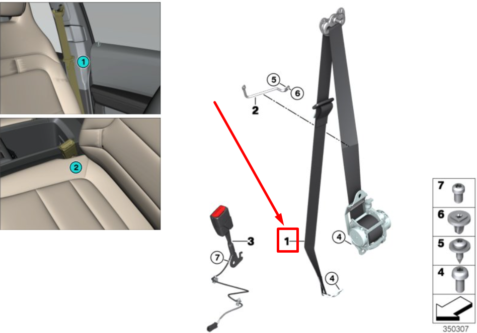 new bmw i3 i01 front right upper seat belt 7951756 72117951756 original