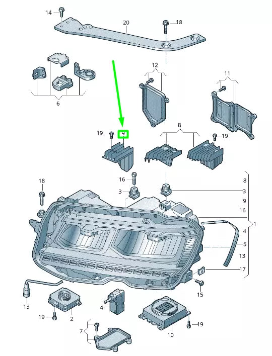 NEW VOLKSWAGEN TIGUAN AD MK2 HEADLIGHT HEAT SINK 5TA998476