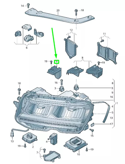 NEW VOLKSWAGEN TIGUAN AD MK2 HEADLIGHT HEAT SINK 5TA998476