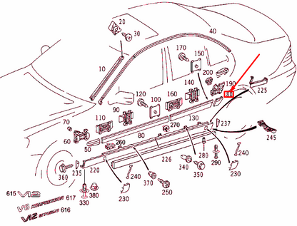 new mercedes-benz s w220 rear left fender strip a22069003629999 original