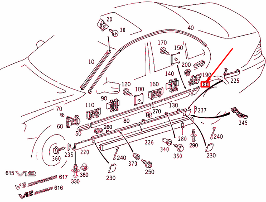 new mercedes-benz s w220 rear left fender strip a22069003629999 original