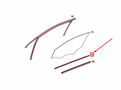 new mercedes a w176 front left outside window sealing rail a1767250065 original