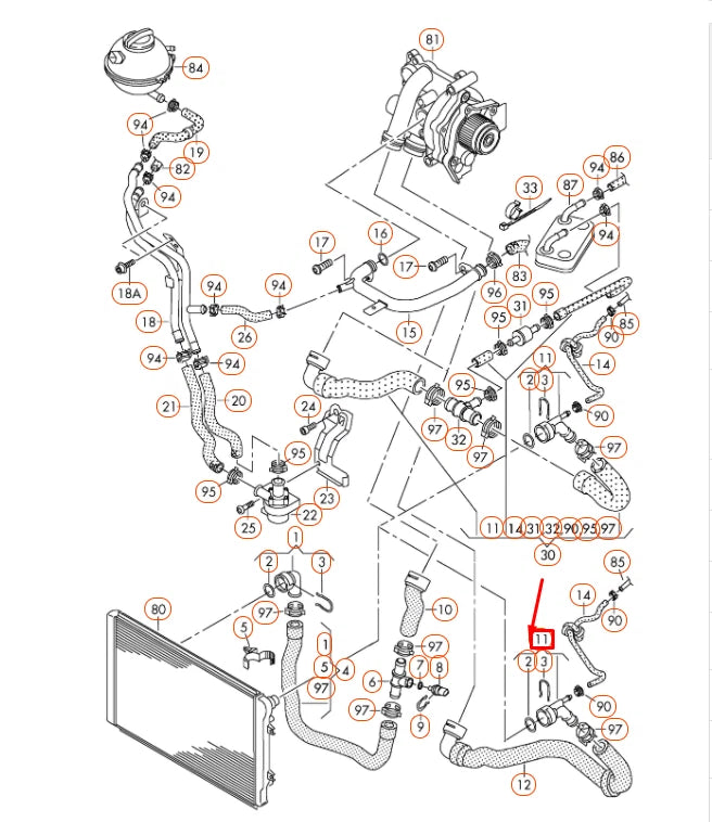 NEW VW TIGUAN 5N RADIATOR COOLANT HOSE COUPLING ADAPTER 5N0122291 ORIGINAL