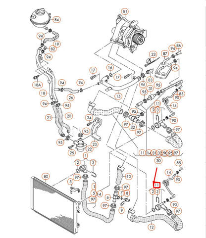 NEW VW TIGUAN 5N RADIATOR COOLANT HOSE COUPLING ADAPTER 5N0122291 ORIGINAL