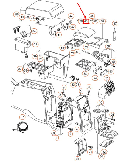 NEW VW CADDY 2K ARMREST UPPER PART 1T0864245BDNS ORIGINAL