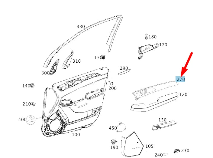 NEW MERCEDES-BENZ GLE C292 FRONT RIGHT DOOR PANEL TRIM STRIP A2927203201