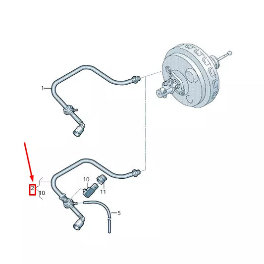 NEW VW TRANSPORTER VI T6 BRAKE SERVO VACUUM PIPE LHD 7E1611931AA