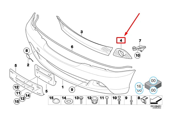 NEW BMW 3 COUPE E46 FRONT LEFT CHROME RING FOG LIGHT GRILLE 51117147527 ORIGINAL