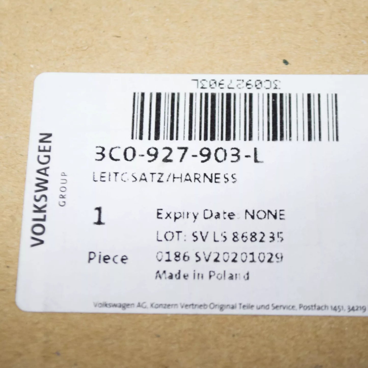 NEW VW CC FRONT LEFT ABS WHEEL SPEED SENSOR WIRING SET 3C0927903L