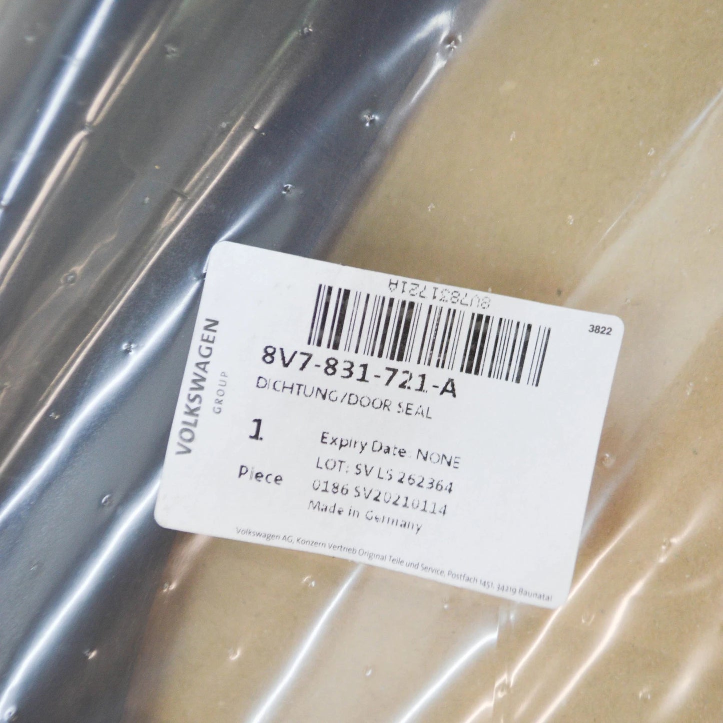 NEW AUDI A3 CABRIO 8V INNER A-PILLAR REINFORCEMENT DOOR SEAL 8V7831721A ORIGINAL