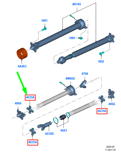 new ford ranger t6 rear drive shaft universal joint repair kit 2338333 original