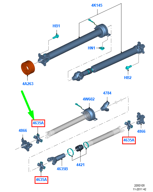 new ford ranger t6 rear drive shaft universal joint repair kit 2338333 original