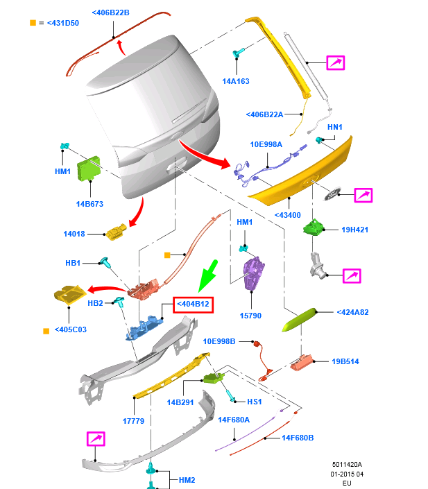 new ford grand c-max mk2 luggage compartment door lock striker 1702746 original