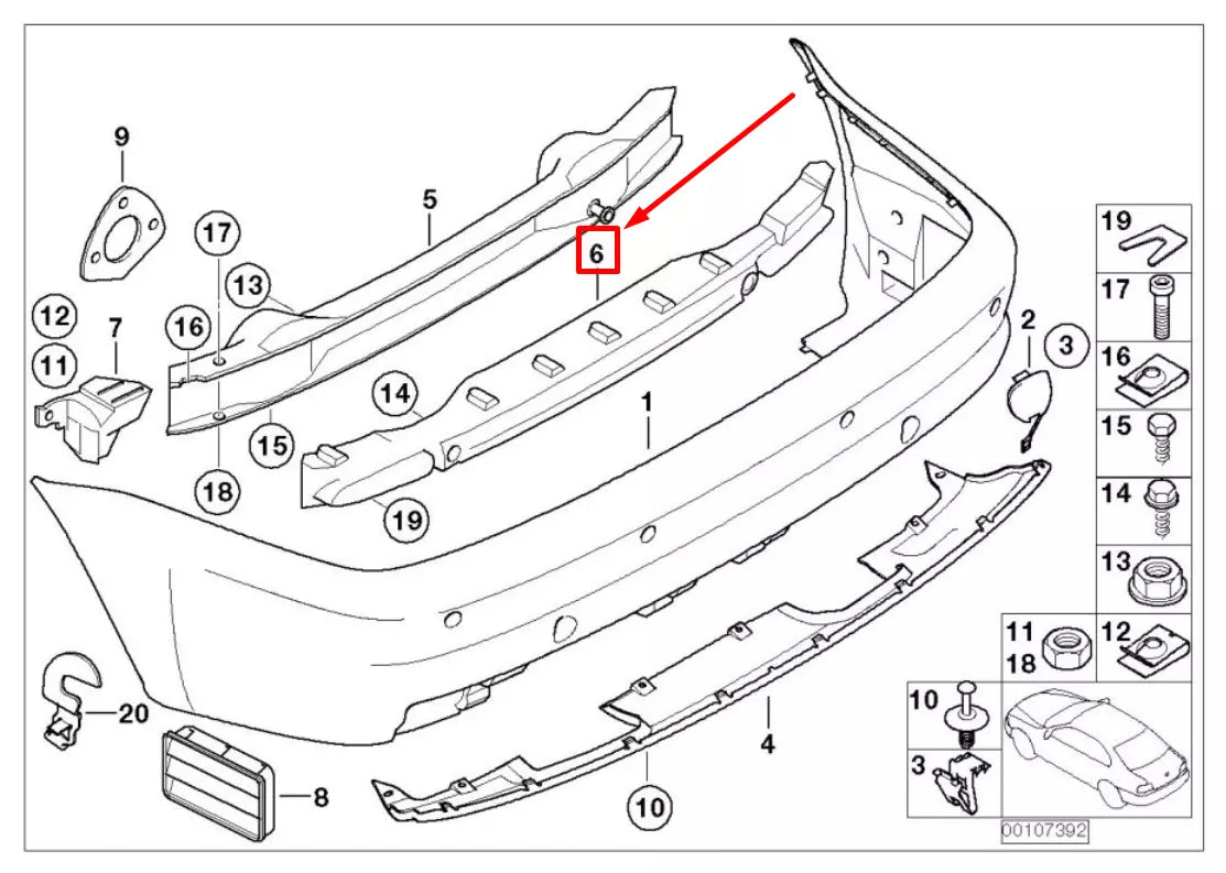 NEW BMW 3 CABRIO E46 REAR BUMPER FOAM 51127894993 7894993 ORIGINAL