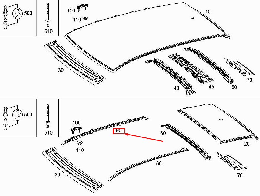 new mercedes-benz b w246 right roof reinforcement a2466510616 original