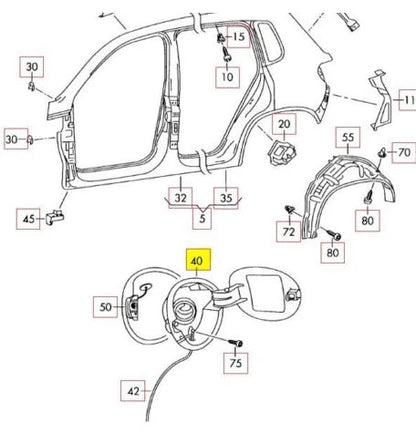 NEW VW TIGUAN 5N FUEL FILLER CAP LID W/COLLECTING TRAY 5N0809857DGRU