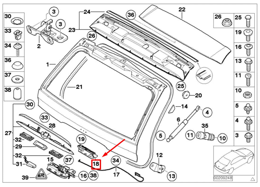 NEW BMW X5 E53 TRUNK LID STRIKER TOP 51248408859 8408859 ORIGINAL