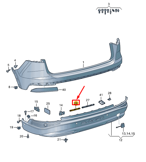 new audi q4 e-tron rear bumper securing strip 89a807900 original