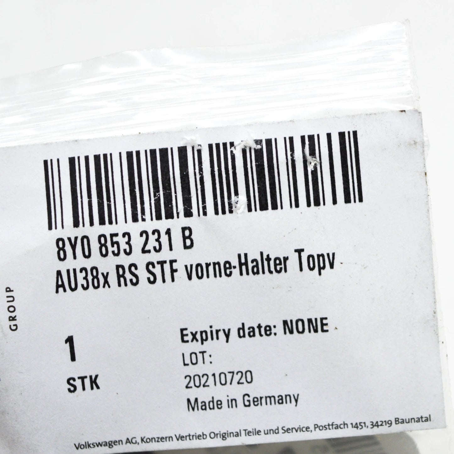 NEW AUDI A3 LIMOUSINE 8Y FRONT BUMPER DUMMY COVER 8Y0853231B ORIGINAL