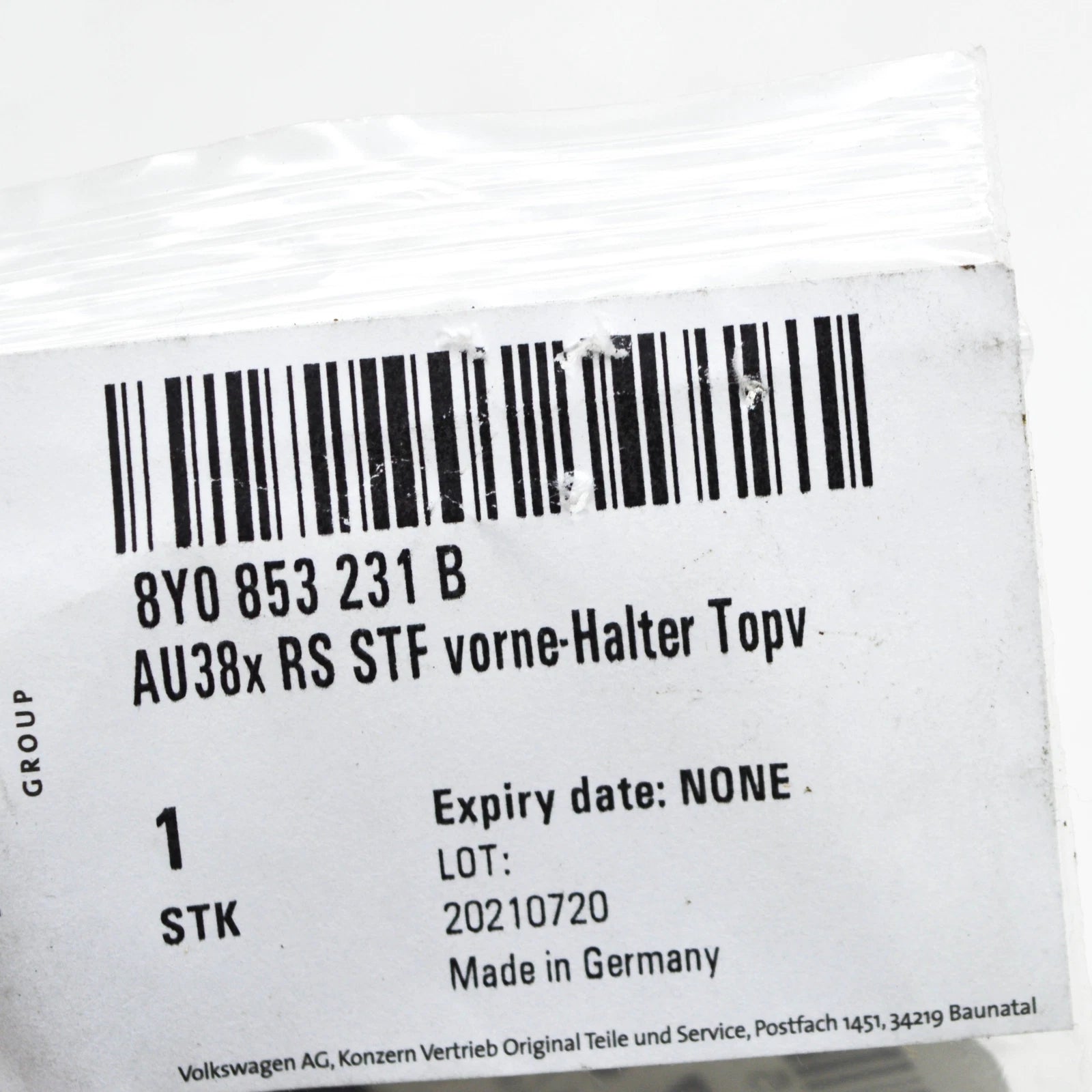 NEW AUDI A3 LIMOUSINE 8Y FRONT BUMPER DUMMY COVER 8Y0853231B ORIGINAL