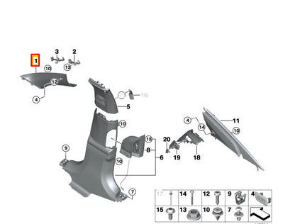 NEW BMW 7 G11 G12 FRONT LEFT A-PILLAR TRIM 51438062823 ORIGINAL