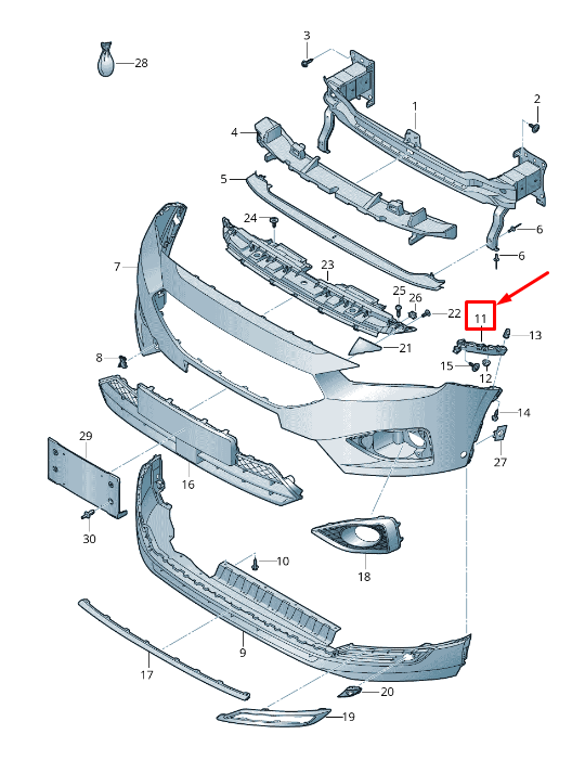 new seat tarraco kn front right bumper guide profile 5fj807050c original