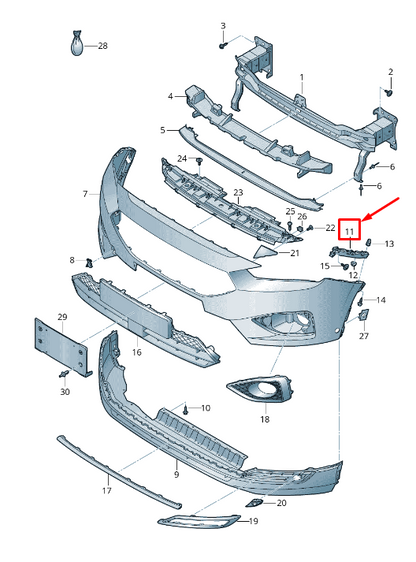 new seat tarraco kn front right bumper guide profile 5fj807050c original