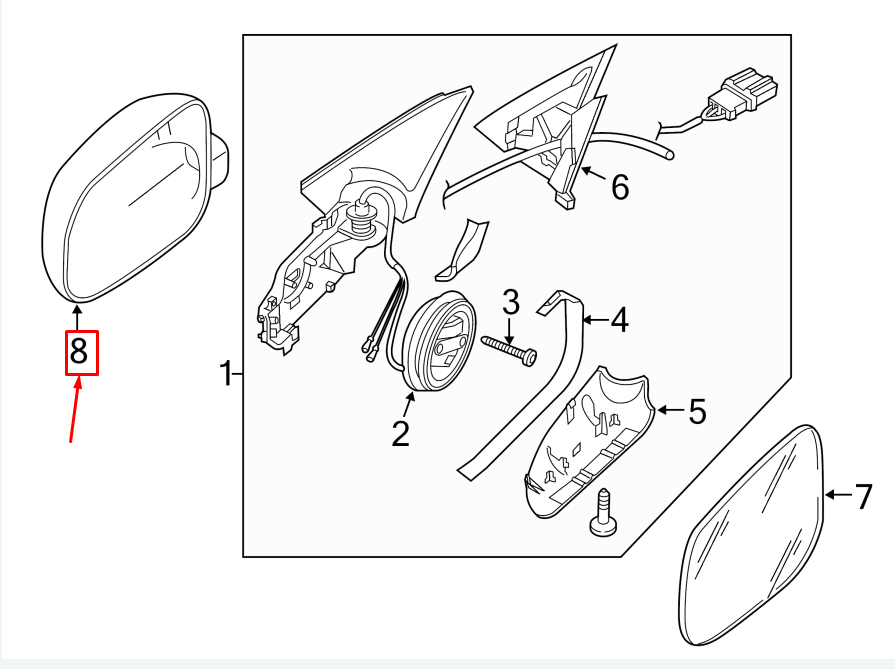 NEW VW JETTA MK6 16 FRONT RIGHT DOOR MIRROR GLASS 5C6857522AC ORIGINAL